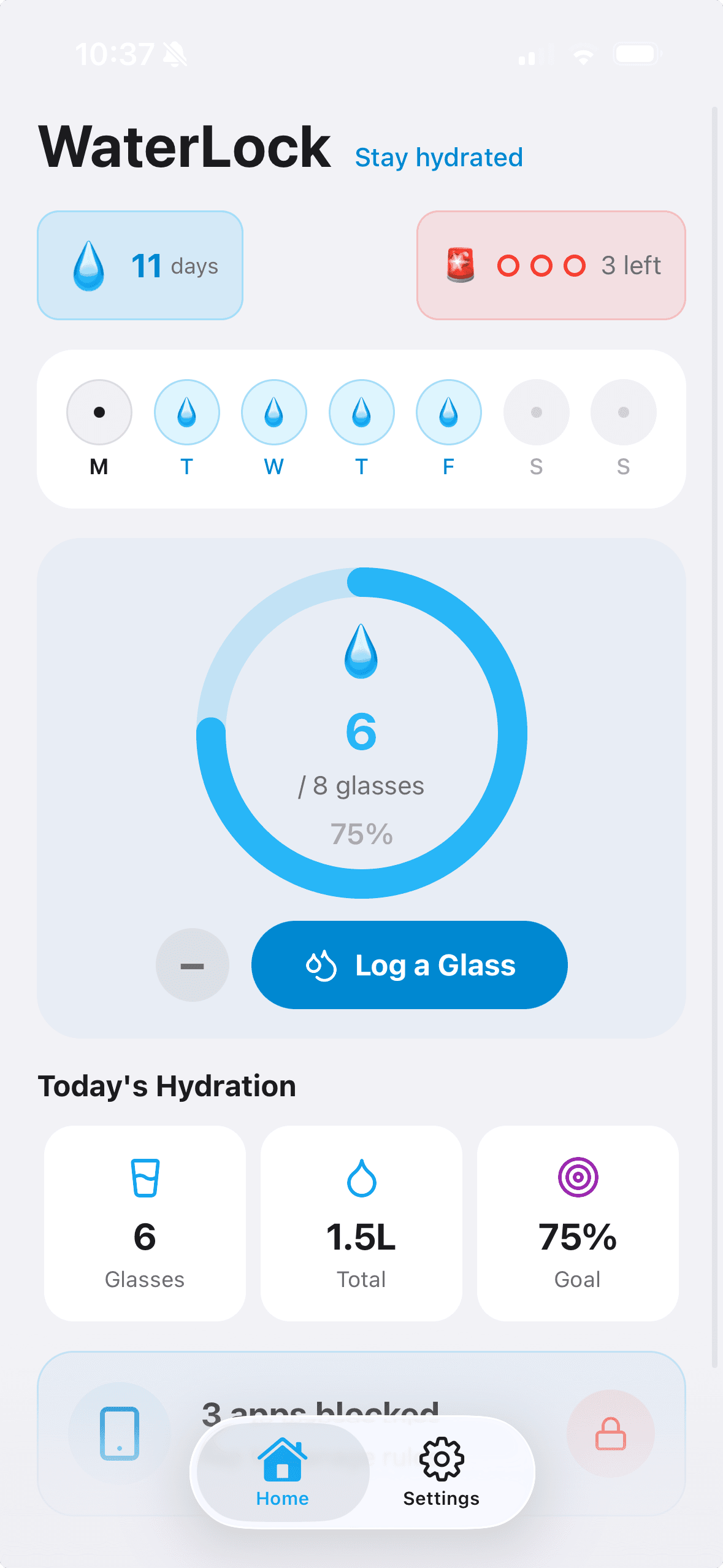 WaterLock App Screenshot 1